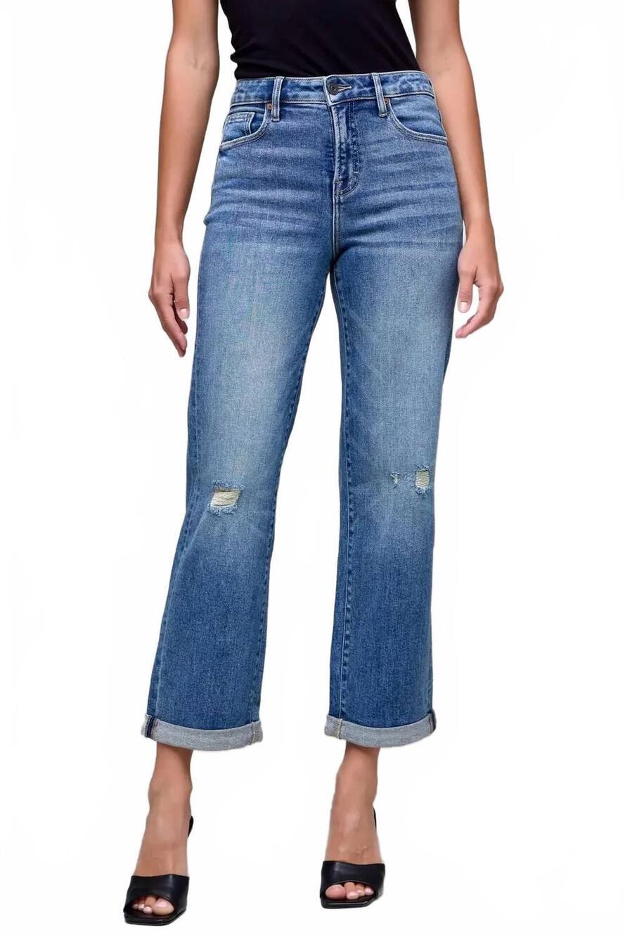 NEW HIDDEN double cuffed high rise jeans in dark wash